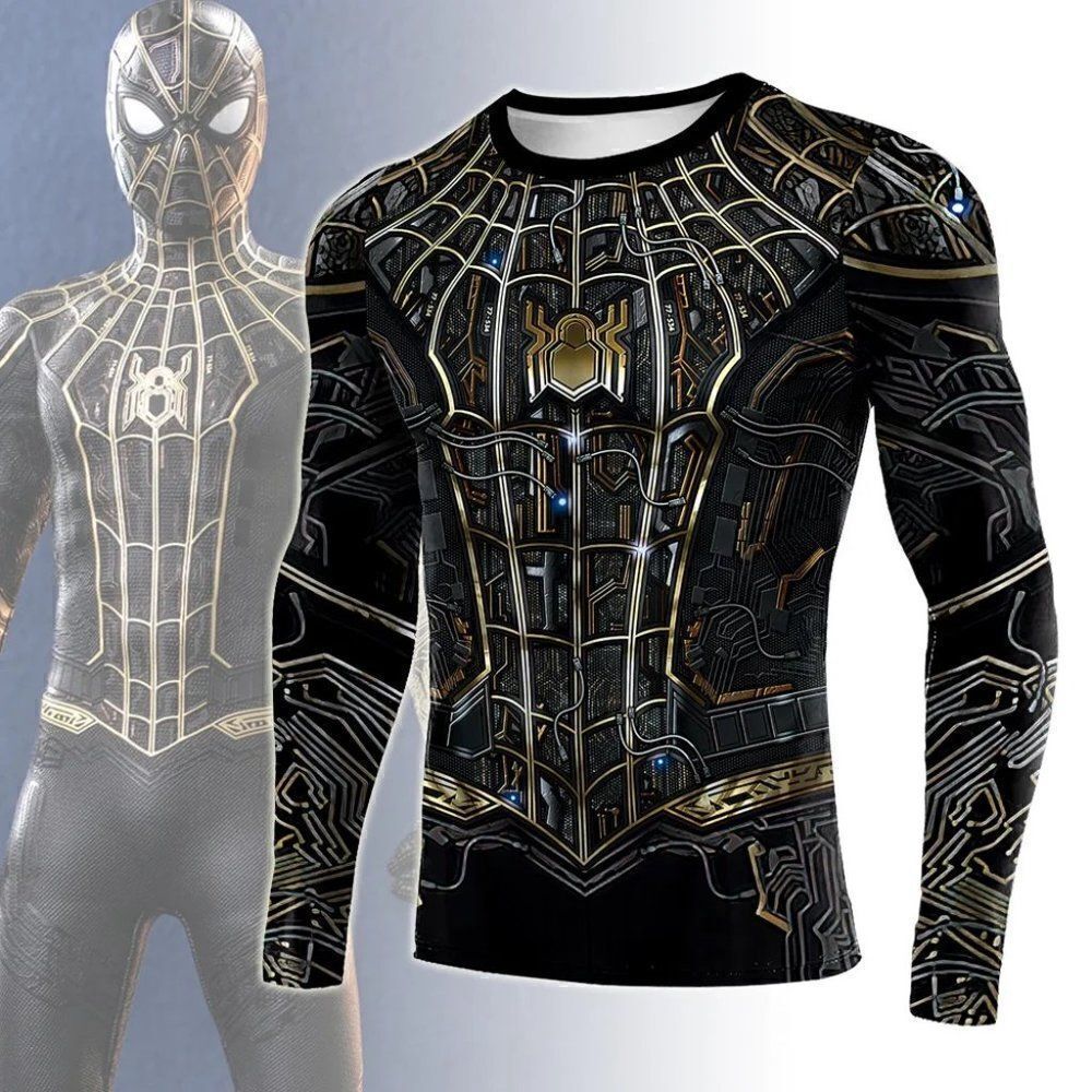 3D Superhero Spider T- Shirt Long Sleeve T- Shirt for Sport Exercise Cosplay